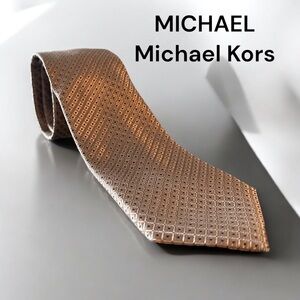 Michael Kors Mens Two Tone Gold and Navy Checkered Geometric Neck Tie...